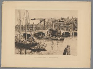 Utsikt över den magra bron i Amsterdam The Skinny Bridge i Amsterdam (titel på objekt) av Salomon Garf