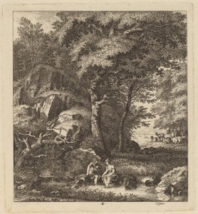 En herde och en ung kvinna med fötterna i en bäck, 1764.
