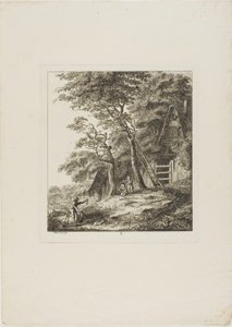 Fiskare med barn, plansch två från Paysages Dédiés à M. Warelet av Salomon Gessner