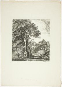 Får vid en staty av Pan, plansch fem från Paysages Dédiés à M. Warelet av Salomon Gessner