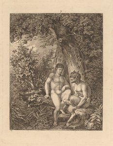 Två Satyrer i en skog av Salomon Gessner