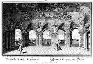 Utsikt över trädgården från Sala Terrena av Salomon Kleiner