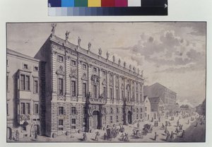 Hel sida: snedbild av prins Eugen av Savoyens stadspalats i Himmelpfortgasse (penna, pensel och bläck)