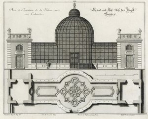 Planritning och upphöjning av fågelhuset i "Lilla trädgården" av Salomon Kleiner
