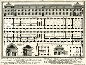 Grund- och fasadritningar av vintermenageriet och porthusen av Salomon Kleiner