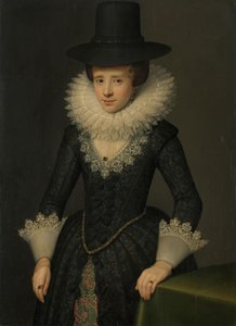 Porträtt av Anna Boudaen Courten (1599-1622) av Salomon Mesdach (attributed to)