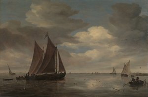 Fiskebåtar på en flod, tidigt 1660-tal.