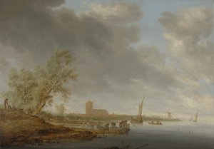 Flodlandskap med utsikt över Naarden, 1642.