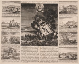 Titelbladsillustration Willem Isbrandtsens Bontekoes resa till Ostindien av Salomon Savery