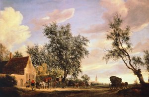 White Swan Inn, av Salomon van Ruysdael (cirka 1602-1670) av Salomon van Ruisdael or Ruysdael