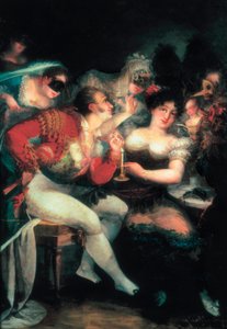 Ett café under karnevalen, detalj, ca. 1824-25 (olja på duk) av Salvador Mayol