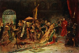 Presentation till kardinalen, 1877 av Salvador Sanchez Barbudo