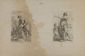 (Figurinserie) Man som håller i tung rep av Salvator Rosa