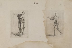 (Figurinserie) Stående man, pekar åt vänster av Salvator Rosa