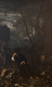 Demokritus i meditation av Salvator Rosa