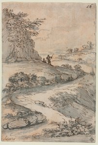 Figurer på en slingrande väg av Salvator Rosa