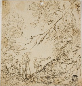 Fyra män i en skog av Salvator Rosa
