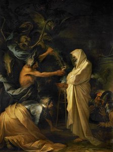 Skuggan av Samuel som framträder för Saul vid Endors pytoness... av Salvator Rosa