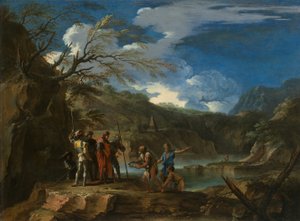 Polykrates och fiskaren, ca. 1664. av Salvator Rosa