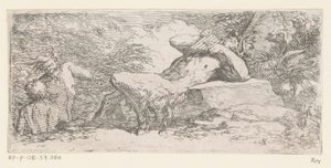 Satyr med panflöjt Tritons and River Gods (serietitel) av Salvator Rosa