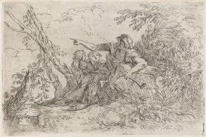 Herde i ett landskap av Salvator Rosa