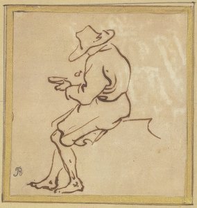 Sittande man i profil till vänster av Salvator Rosa