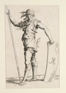 Soldat med lans och sköld av Salvator Rosa