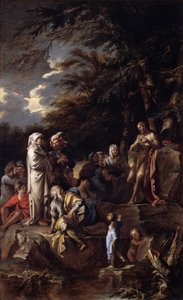 Johannes Döparen predikar i vildmarken, ca 1660 (olja på duk) av Salvator Rosa