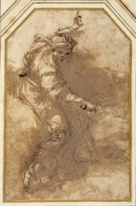 Studera för en "Allegory of Justice" (bläck med tvätt på papper) av Salvator Rosa