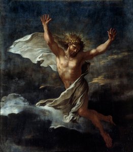 Den uppståndne Kristus målning av Salvator (Salvatore) Rosa (1615-1673) 1600-talets sön. 1,09x0,96 m Chantilly, Musee Conde