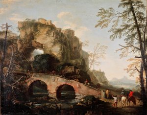 Bron bryter Målning av Salvator (Salvatore) Rosa (1615-1673) 1640 ca. Dämpa. 106x127 cm Florens, Palazzo Pitti, Galleria Palatina av Salvator Rosa