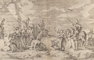 Marcus Atilius Regulus död, visad spikad i ett badkar av Carthagi..., ca. 1661-62. av Salvator Rosa