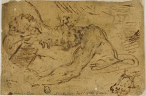 Två grapplingfigurer av Salvator Rosa