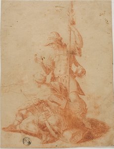 Två manliga krigare av Salvator Rosa