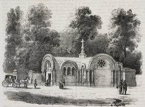 Chapel Royal of Saint Ferdinand, Sablonville, Frankrike, litografi av Salvatore Puglia från Poliorama Pittoresco, n 13, 4 november av Salvatore Puglia