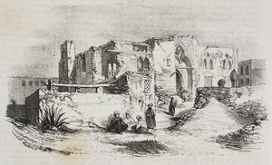 Hus där Ludvig IX fängslades i Mansura, Egypten, litografi av Salvatore Puglia från Poliorama Pittoresco, n 9, 5 oktober av Salvatore Puglia
