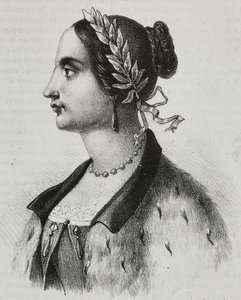 Porträtt av Laura Bassi Veratti (1711-1778), italiensk fysiker och akademiker, litografi av Salvatore Puglia från Poliorama Pittoresco, nr 4, 4 september av Salvatore Puglia