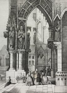 Regensburgs katedral, Tyskland, litografi av Salvatore Puglia från Poliorama Pittoresco, n 12, 30 oktober av Salvatore Puglia