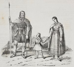 Varangians, people of Scandinavian Peninsula, litografi av Salvatore Puglia från Poliorama Pittoresco, n 42, 27 maj av Salvatore Puglia