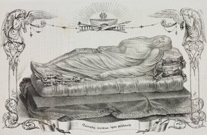 Veiled Christ av Giuseppe Sanmartino (cirka 1720-1793), Cappella Sansevero, Neapel, Kampanien, Italien, litografi av Salvatore Puglia från Poliorama Pittoresco, n 33, 26 mars