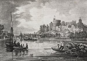 Utsikt över Windsor Castle, England, Storbritannien, litografi av Salvatore Puglia från Poliorama Pittoresco, n 32, 15 mars av Salvatore Puglia