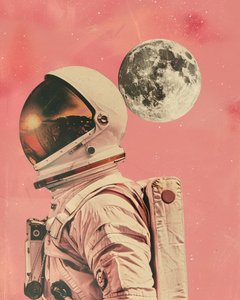 Astronauten och månen vid solnedgången av Samantha Hearn