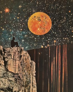Man Under Orange Moon