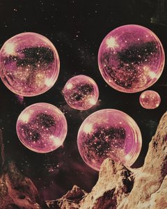 Surrealistiska rosa planeter