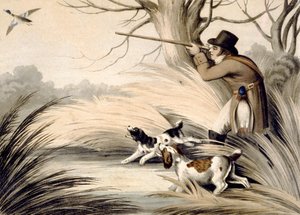 Shooting Duck, graverad av H. Merke, ca 1809 (färg litho)