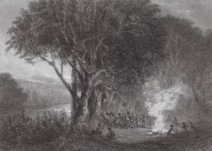 Australien: Carrobboree på Murrayflodens stränder (gravyr) av Samuel (after) Prout