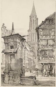 Rue Mercière och västra fronten av Strasbourgs katedral