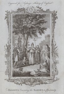 Berinus konverterar sachsarna till kristendomen (gravyr) av Samuel (after) Wale