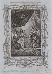 Edward den svarte prinsen väntar på John King of France hans fånge (gravyr)