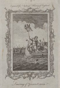 Landstigning av Julius Caesar (gravyr) av Samuel (after) Wale